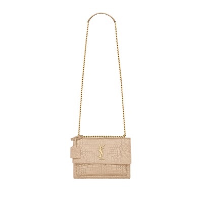 YSL SUNSET MEDIUM IN CROCODILE-EMBOSSED LEATHER 442906DND0J2721 (22*16*6.5cm)